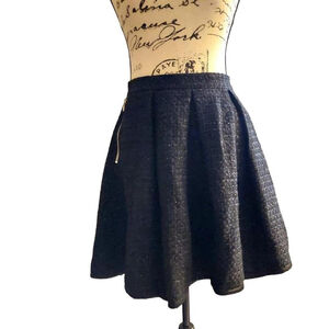 Richmond Black & Silver Tweed A-Line Mini Skirt Sz 40 NWT